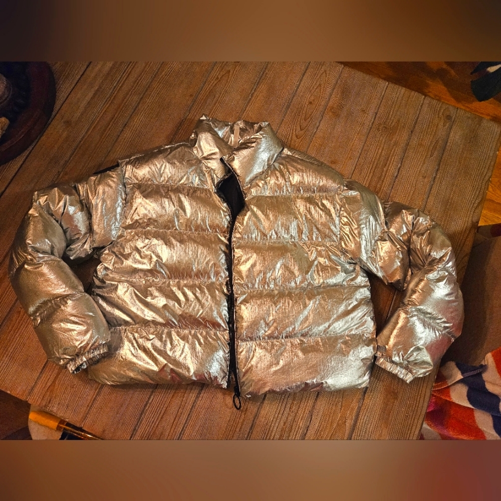 Woman medium/large silver puffer jacket